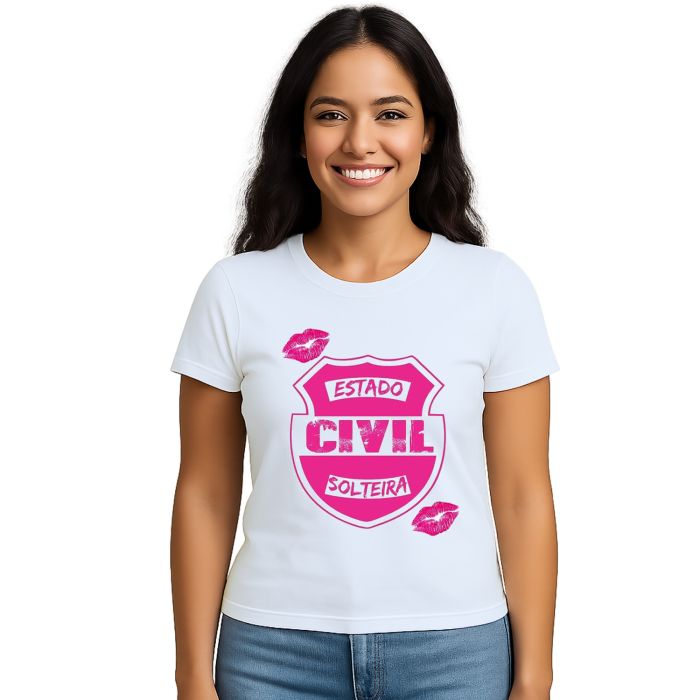 Camiseta Estado Civil Solteira Estampa Personalizada