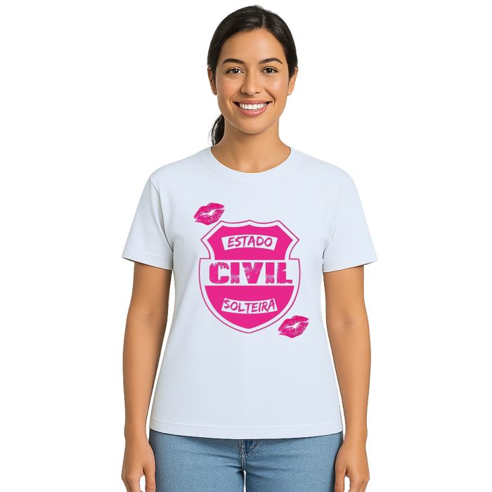 Camiseta Estado Civil Solteira Estampa Personalizada