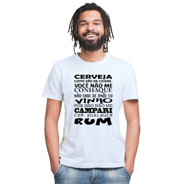 Camiseta Cerveja Conhaque Vinho Campari Personalizada