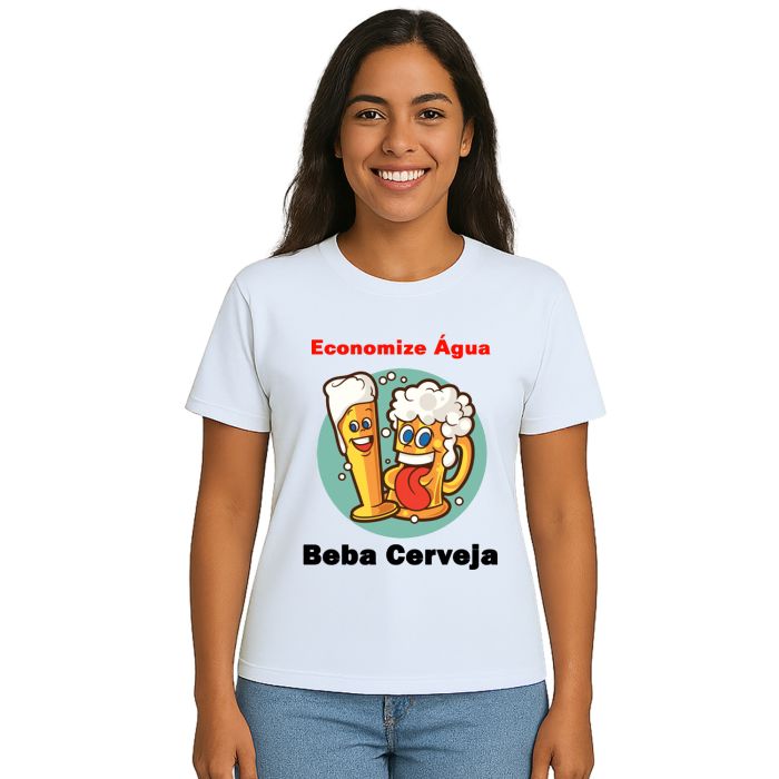 Camiseta Economize Água Beba Cerveja Personalizada
