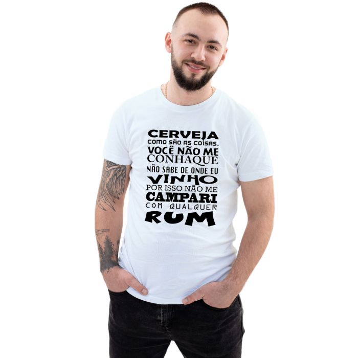 Camiseta Cerveja Conhaque Vinho Campari Personalizada