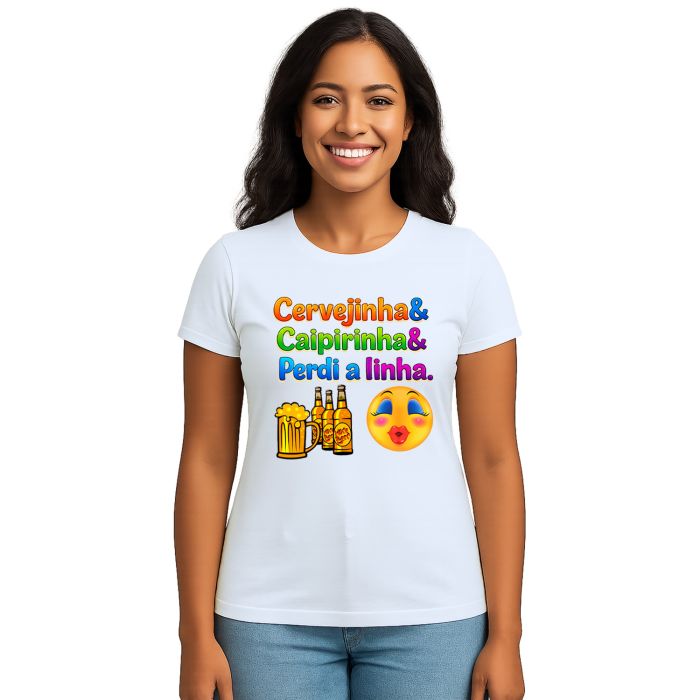 Camiseta Cervejinha Caipirinha Perdi Linha Personalizada