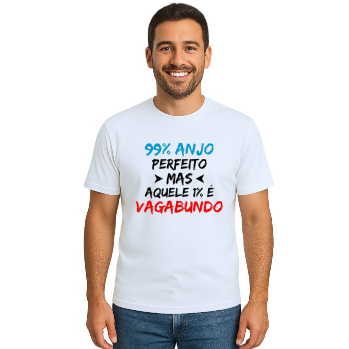 Camiseta 99% Anjo 1% Vagabundo Estampa Personalizada