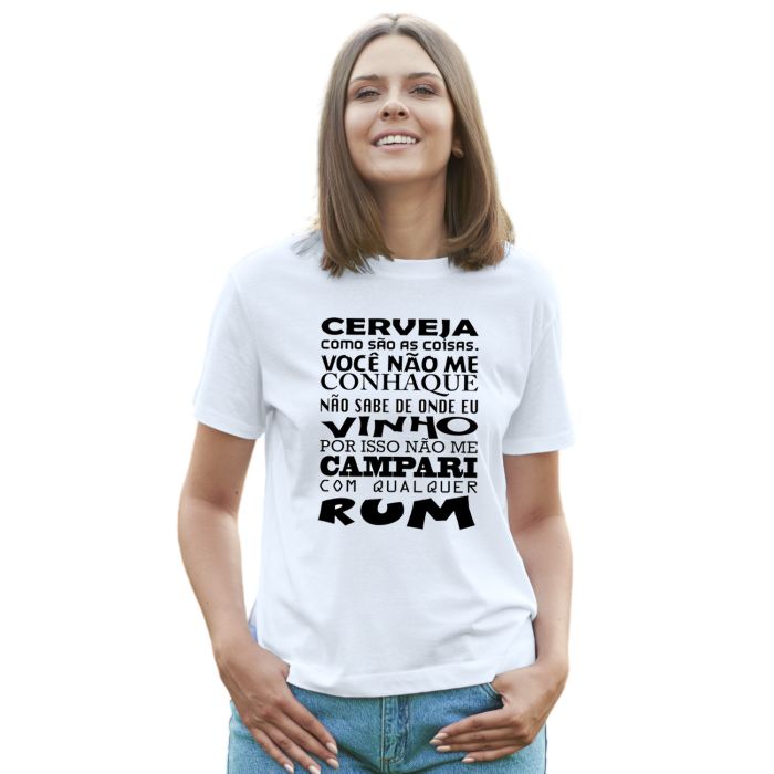 Camiseta Cerveja Conhaque Vinho Campari Personalizada