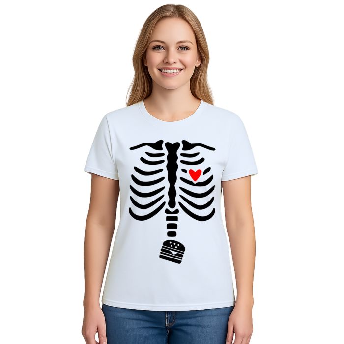 Camiseta Esqueleto Raio X Burguer Estampa Personalizada