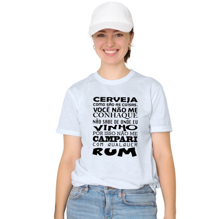 Camiseta Cerveja Conhaque Vinho Campari Personalizada