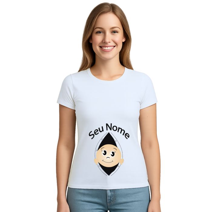 Camiseta Bebê Na Barriga Grávida Estampa Personalizada