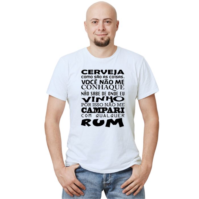 Camiseta Cerveja Conhaque Vinho Campari Personalizada
