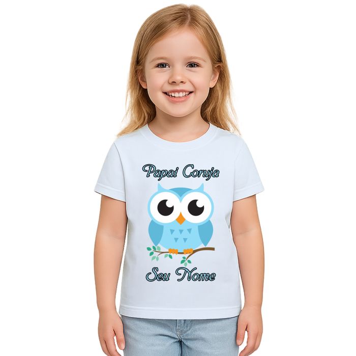 Camiseta Papai Coruja Azul Dia dos Pais Personalizada