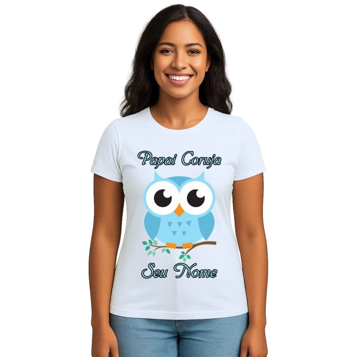 Camiseta Papai Coruja Azul Dia dos Pais Personalizada