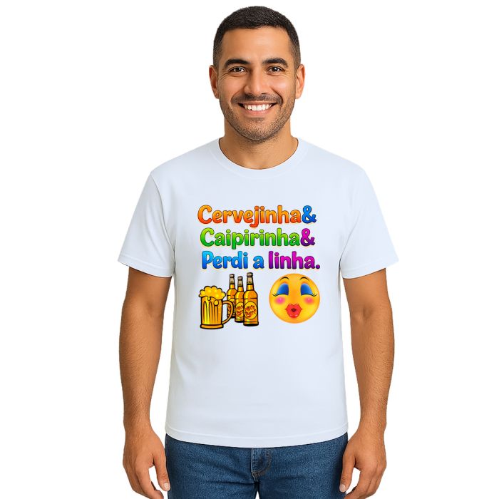 Camiseta Cervejinha Caipirinha Perdi Linha Personalizada