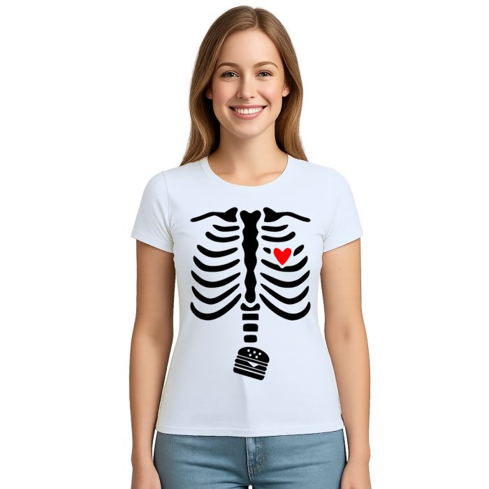 Camiseta Esqueleto Raio X Burguer Estampa Personalizada