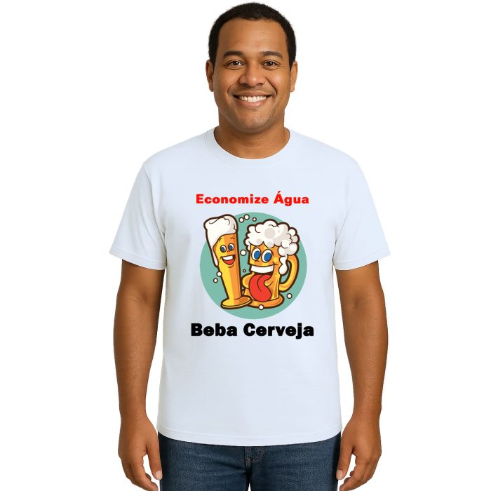 Camiseta Economize Água Beba Cerveja Personalizada