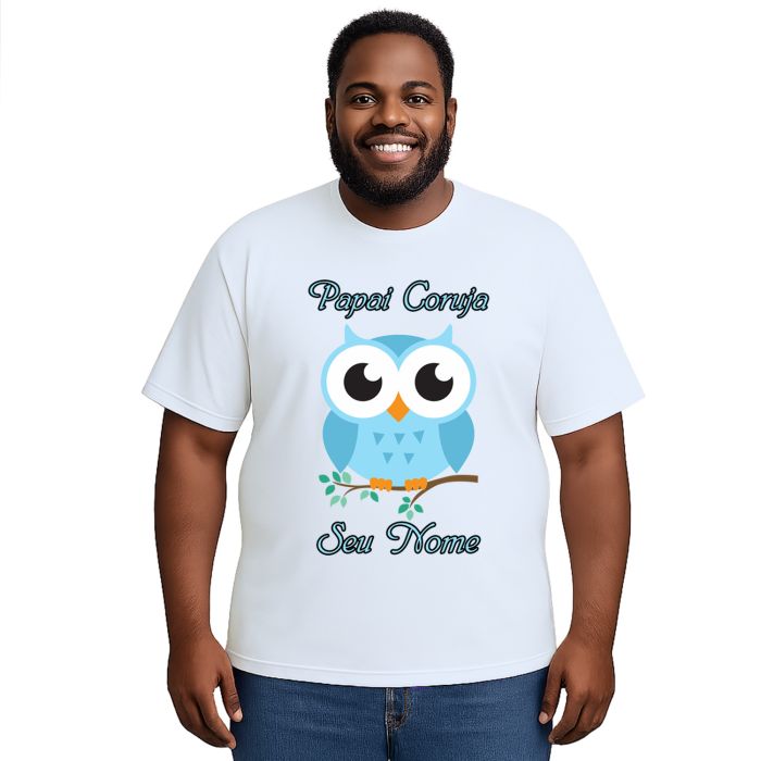 Camiseta Papai Coruja Azul Dia dos Pais Personalizada