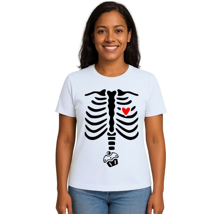 Camiseta Esqueleto Raio X Bolinho Estampa Personalizada