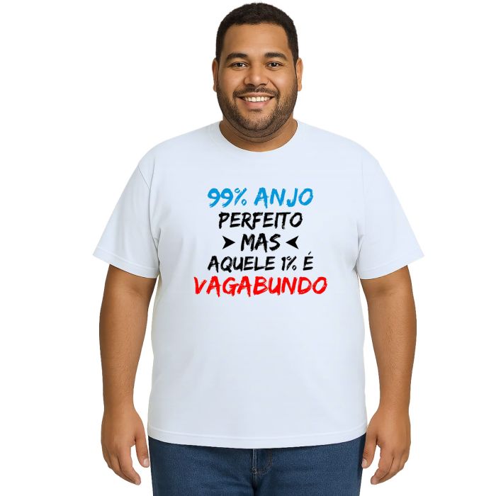 Camiseta 99% Anjo 1% Vagabundo Estampa Personalizada