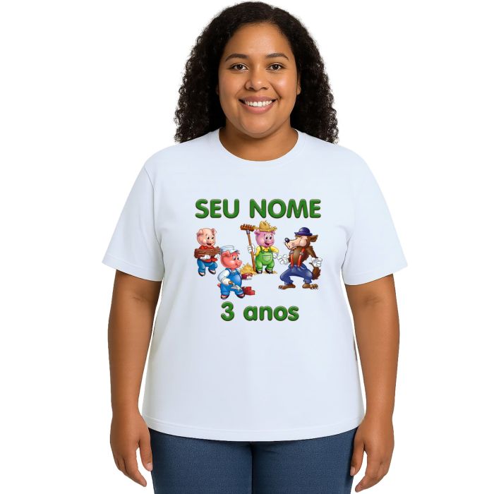 Camiseta Lobo Mau Três Porquinhos Personalizada