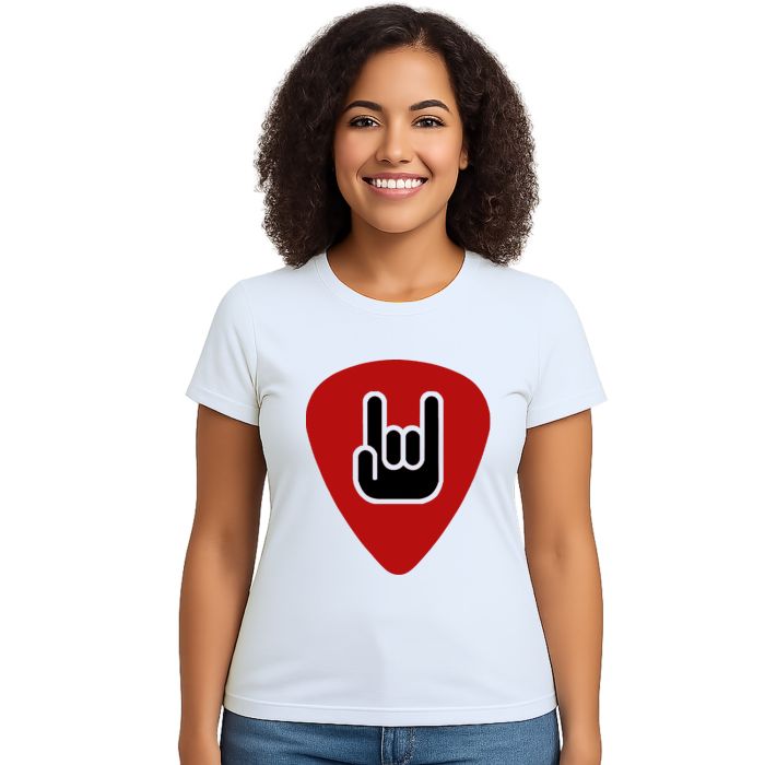 Camiseta Palheta Red Rock And Roll Estampa Personalizada