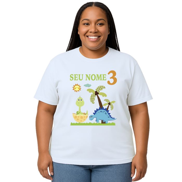 Camiseta Dinossauros Aniversário Estampa Personalizada