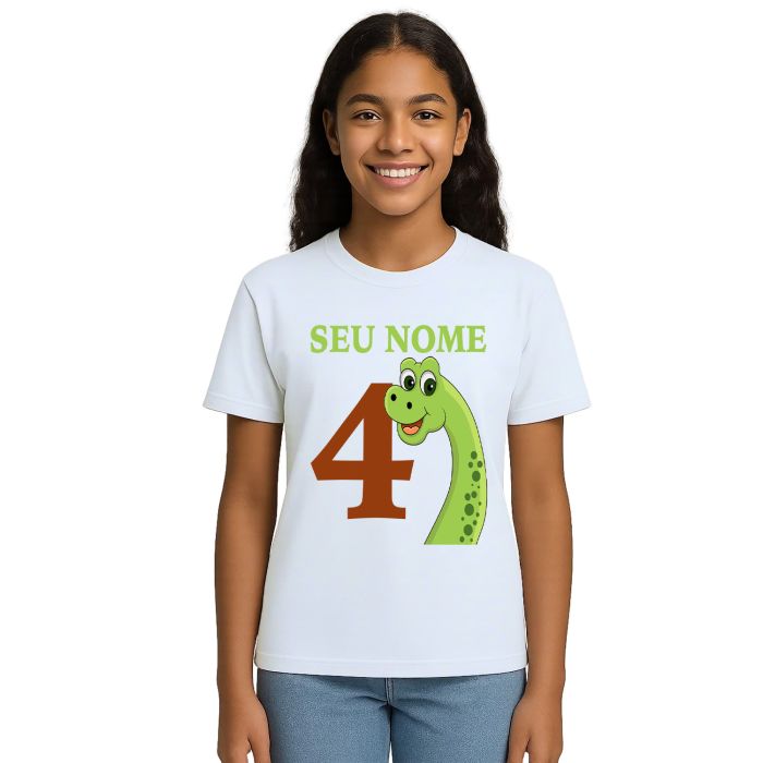 Camiseta Dinossauro Aniversário Estampa Personalizada