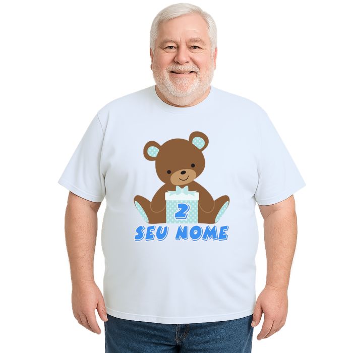 Camiseta Ursinho Caixa Azul Urso Estampa Personalizada