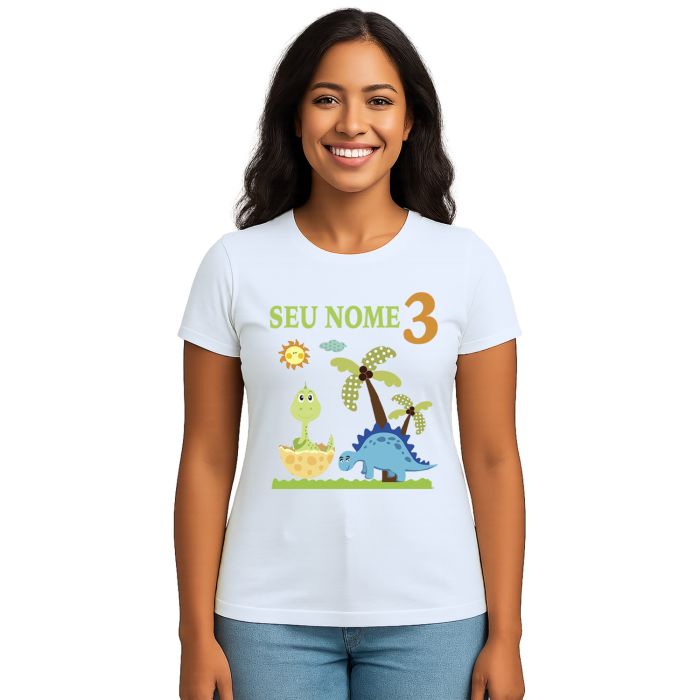 Camiseta Dinossauros Aniversário Estampa Personalizada