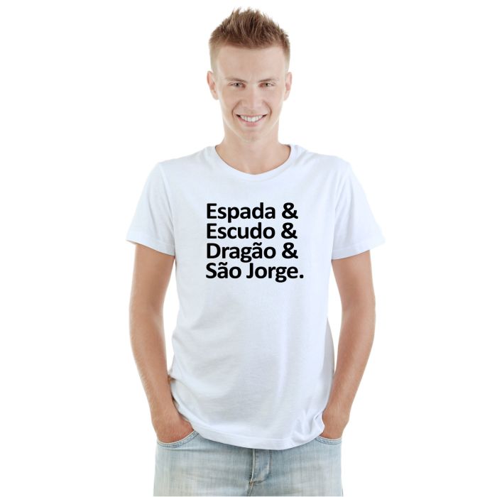 Camiseta Espada Escudo Dragão São Jorge Personalizada