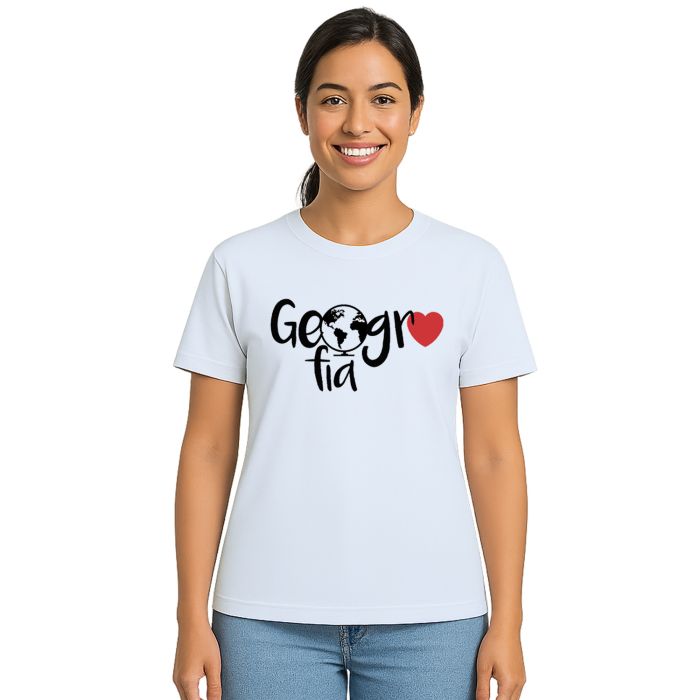 Camiseta Geografia Universitária Estampa Personalizada