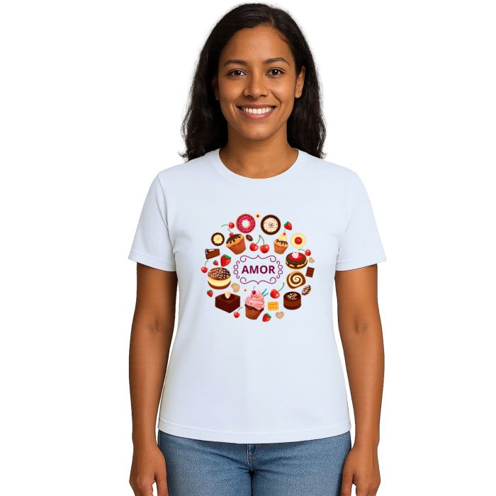 Camiseta Doçaria Bolinhos com Amor Personalizada