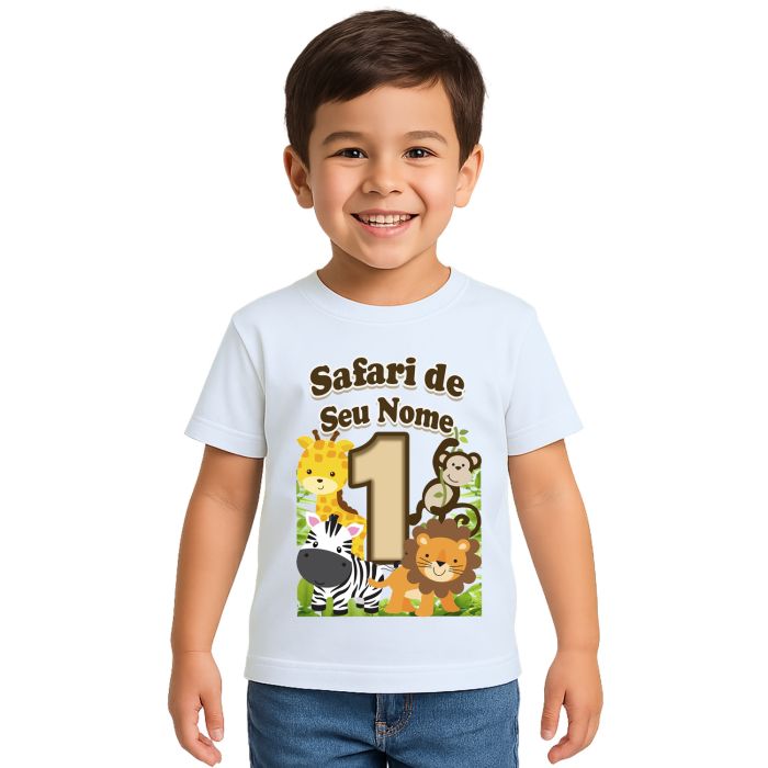 Camiseta Safari Baby Aniversário Estampa Personalizada