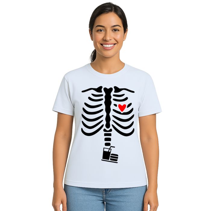 Camiseta Esqueleto Raio X Lanche Estampa Personalizada