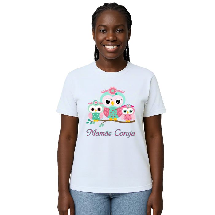 Camiseta Mamãe Coruja e Corujinhas Personalizada