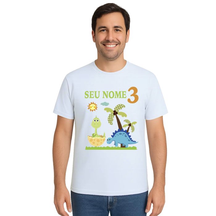 Camiseta Dinossauros Aniversário Estampa Personalizada