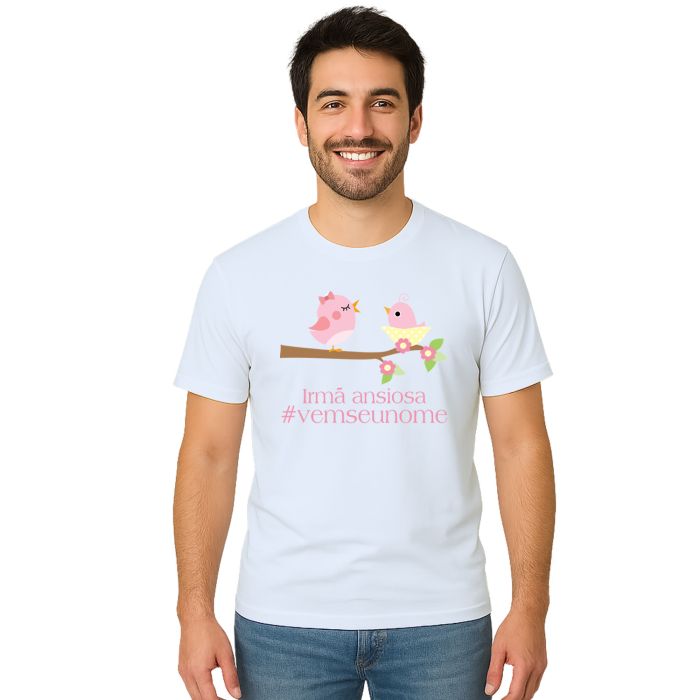 Camiseta Pássaros Irmã Ansiosa Estampa Personalizada