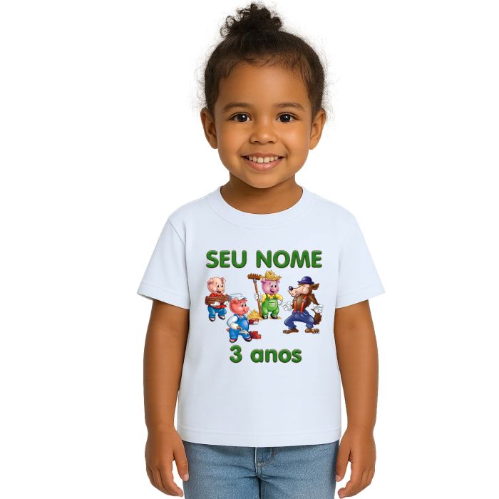 Camiseta Lobo Mau Três Porquinhos Personalizada