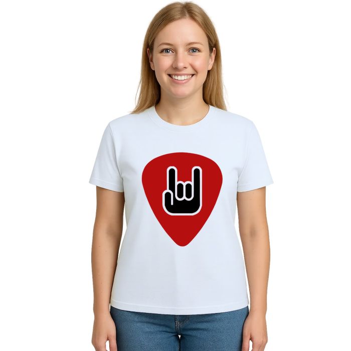 Camiseta Palheta Red Rock And Roll Estampa Personalizada
