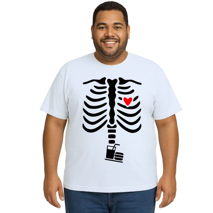 Camiseta Esqueleto Raio X Lanche Estampa Personalizada