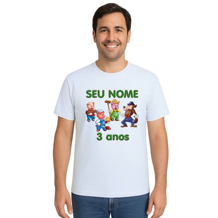 Camiseta Lobo Mau Três Porquinhos Personalizada