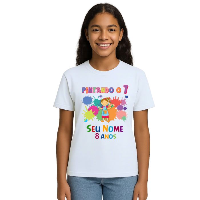 Camiseta Pintando o 7 Menina Estampa Personalizada