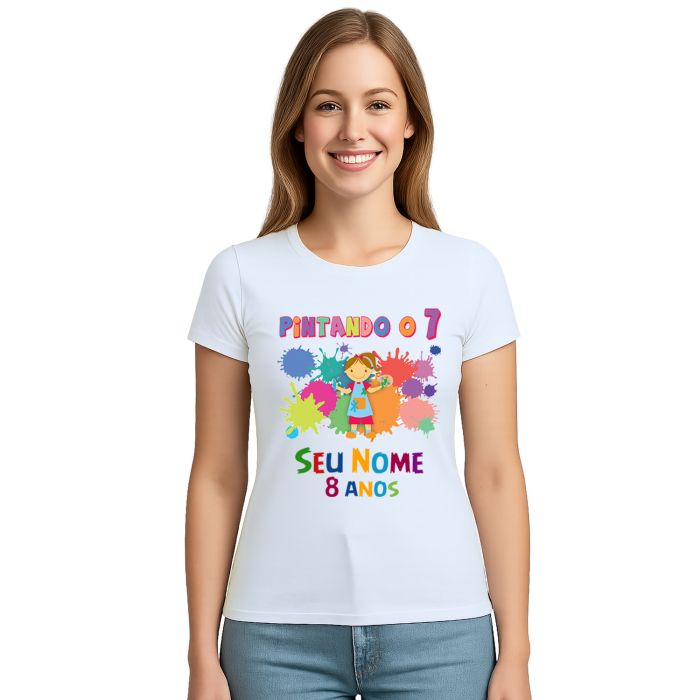 Camiseta Pintando o 7 Menina Estampa Personalizada