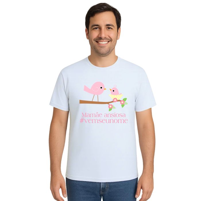 Camiseta Pássaros Mamãe Ansiosa Estampa Personalizada