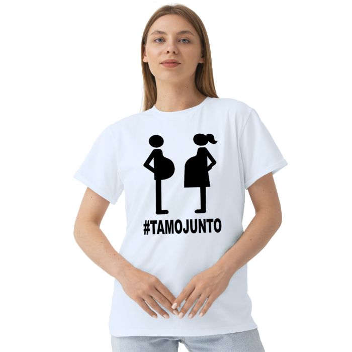 Camiseta Grávida E Grávido Tamo junto Personalizada Algodão