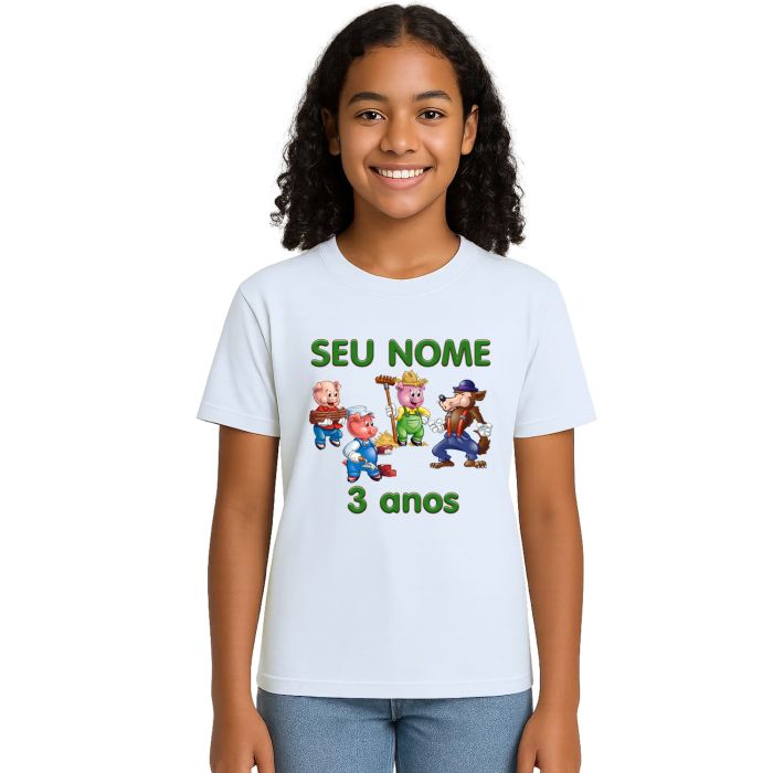 Camiseta Lobo Mau Três Porquinhos Personalizada