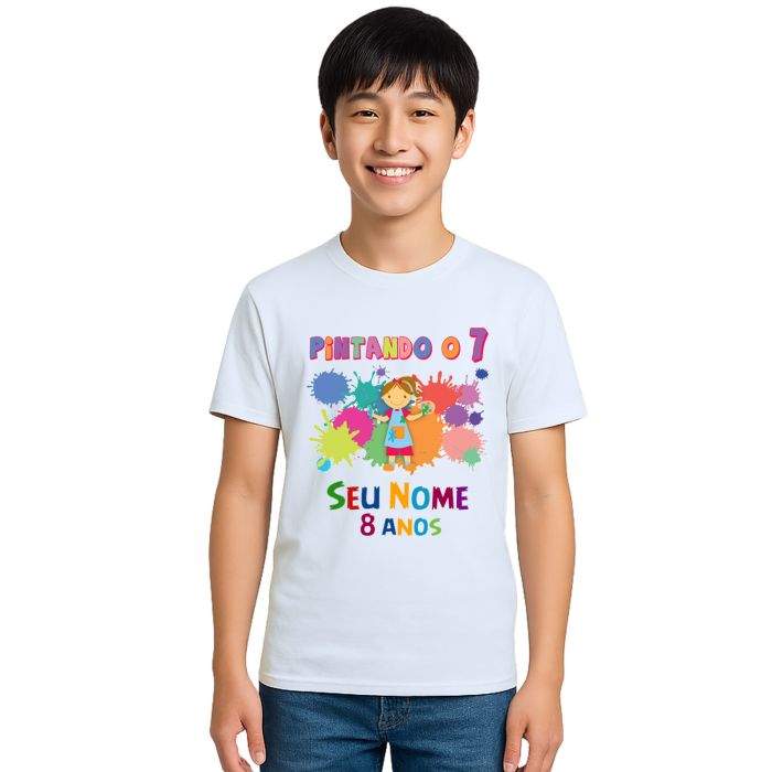 Camiseta Pintando o 7 Menina Estampa Personalizada