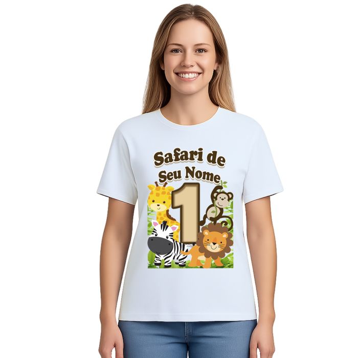 Camiseta Safari Baby Aniversário Estampa Personalizada