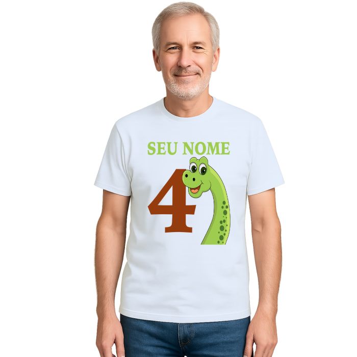 Camiseta Dinossauro Aniversário Estampa Personalizada