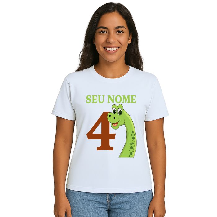Camiseta Dinossauro Aniversário Estampa Personalizada