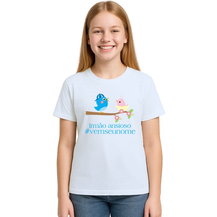 Camiseta Pássaros Irmão Ansioso Estampa Personalizada