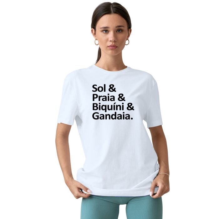 Camiseta Sol Praia Biquíni Gandaia Estampa Personalizada