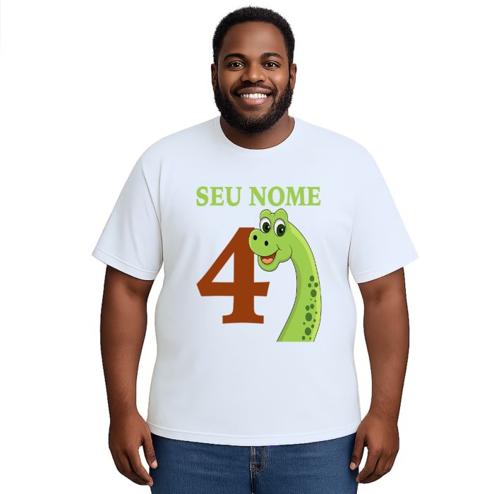 Camiseta Dinossauro Aniversário Estampa Personalizada